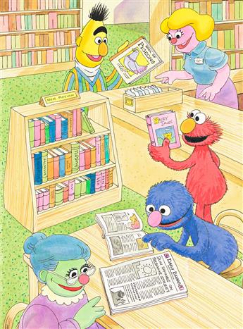 SESAME STREET CTW Library with Grover, Bert and Elmo.